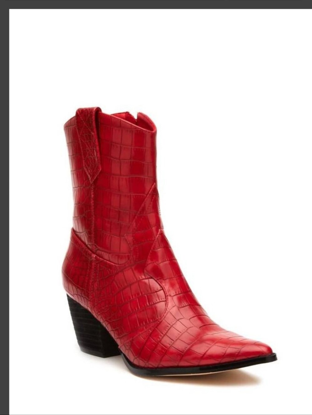 Coconuts by Matisse Red Croc-Embossed Western Ankle Boots